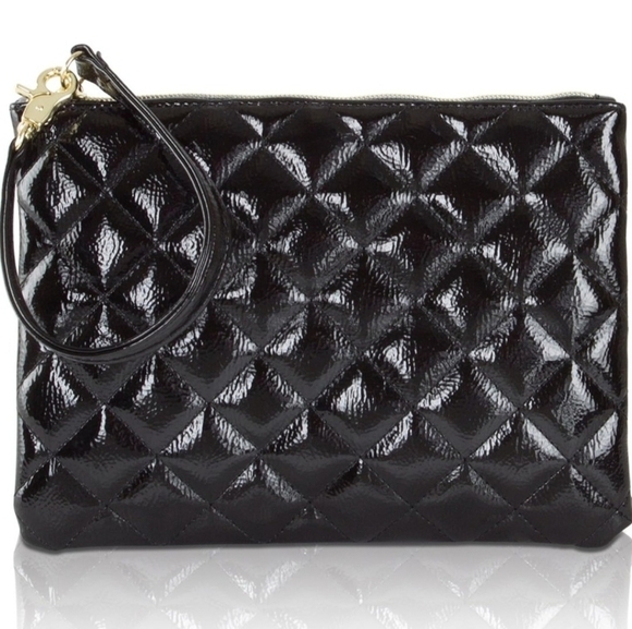 Betsey Johnsen Rosebud floral faux patent leather bag bow trim Satchel& a pouch - Picture 7 of 7